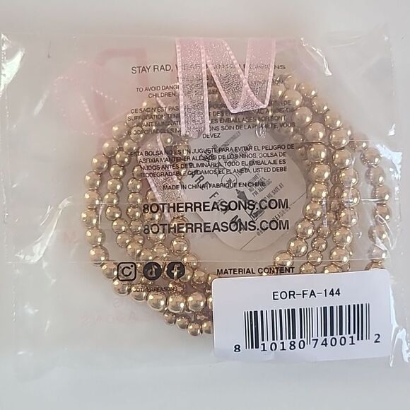 8 Other Reasons Set of 5 Beaded Bracelets Gold Tone - Picture 3 of 5